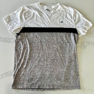 Hollister Men’s T-Shirt XL Colorblock Gray White Black Must-Have Collection Logo